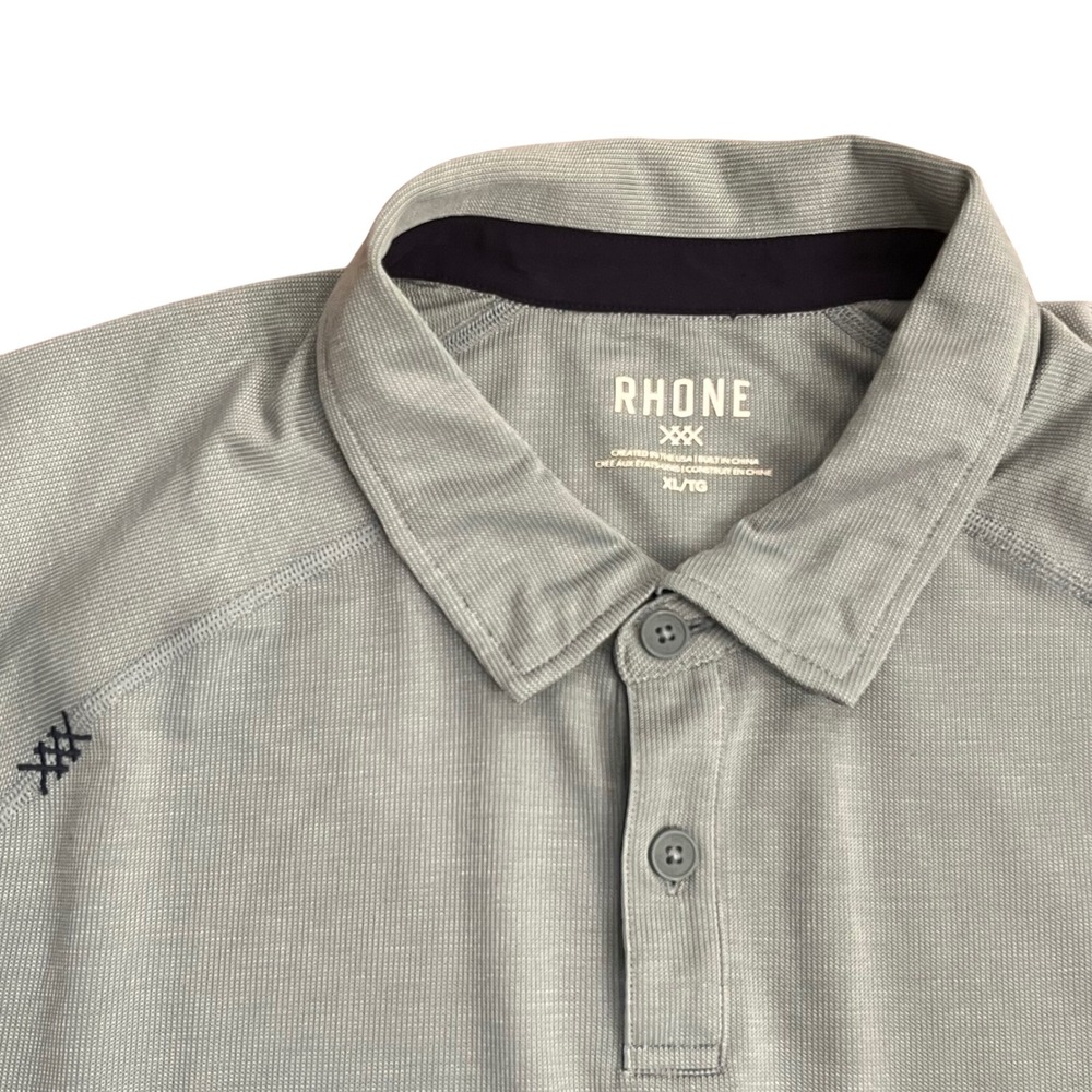Rhone Polo Shirt Mens XL Sage Gray Short Sleeve Performance Raglan Logo XL/TG
